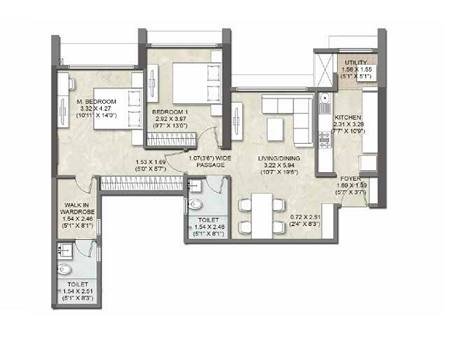 Kalpataru Elitus 2BHK Plan